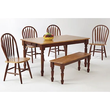 6-Piece Two Tone Casual Rectangular Dining Table, Side Chair, & Bench Set